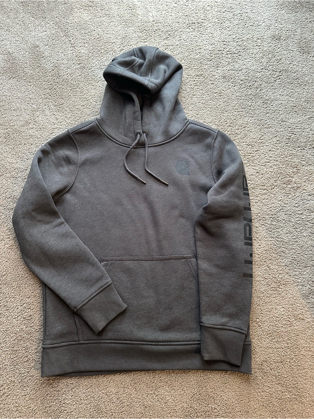 Carhartt Womens Relaxed Fit Sleeve Logo Hoodie Gray TS0288-W Medium